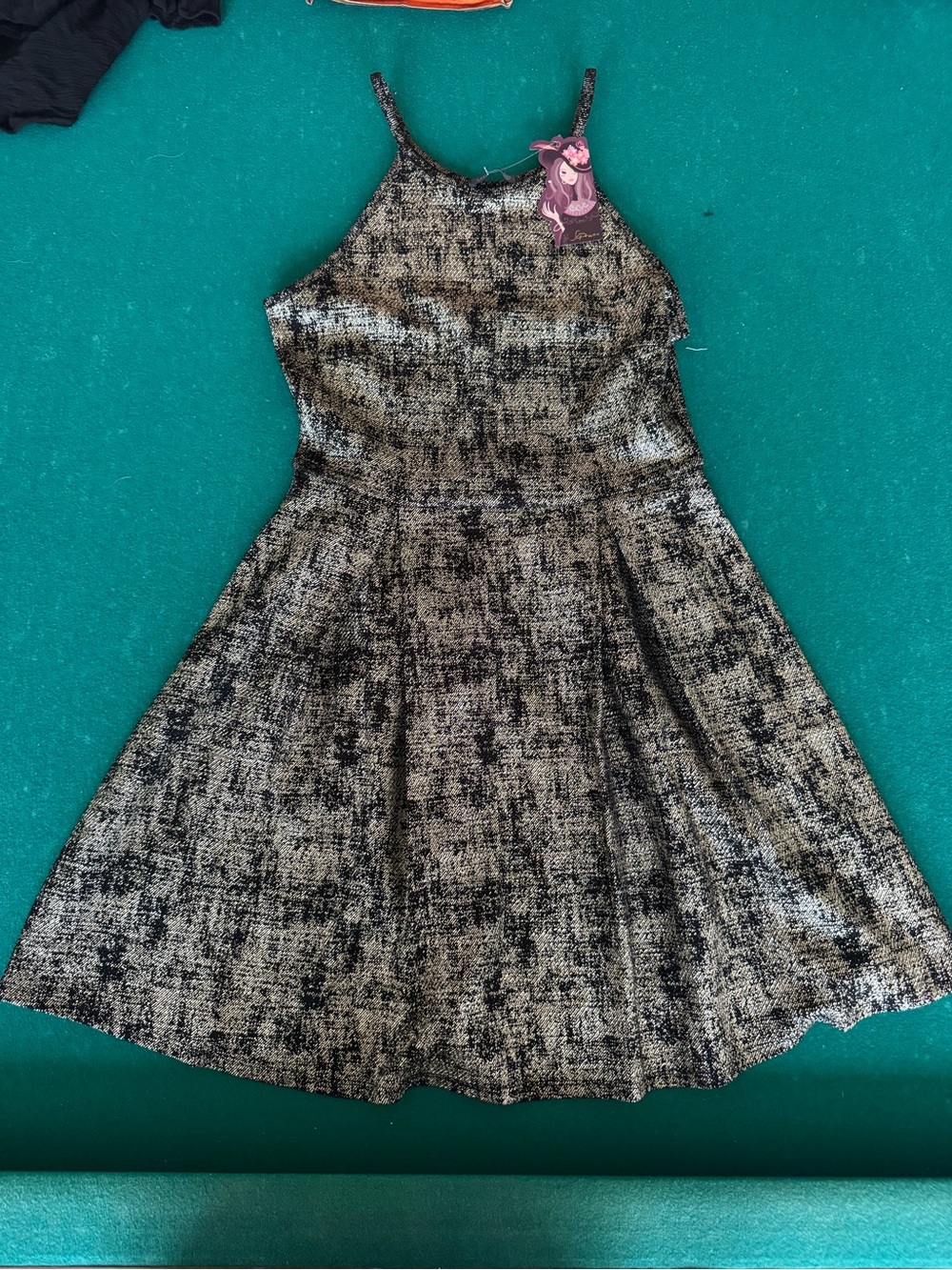Black and Gold Sparkle Fit-and-Flare Dress